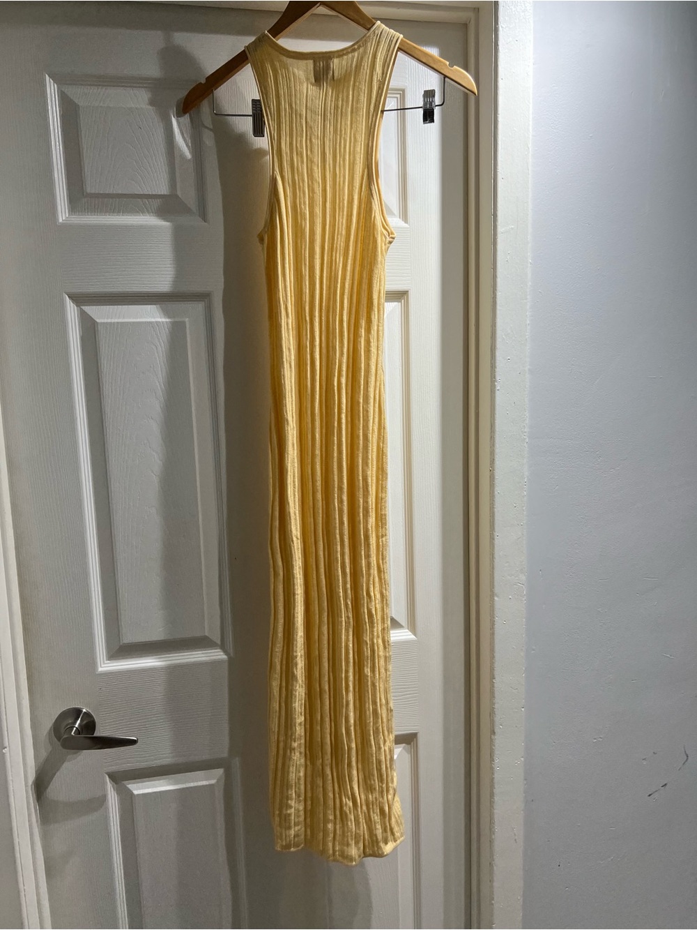 Sleeveless Yellow Ribbed Midi Dress